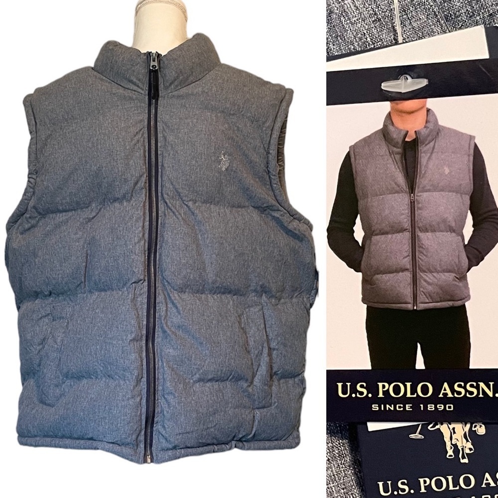U.S. Polo Assn. Men’s Zip Up Puffer Winter Vest with Pockets Size XXL NWT